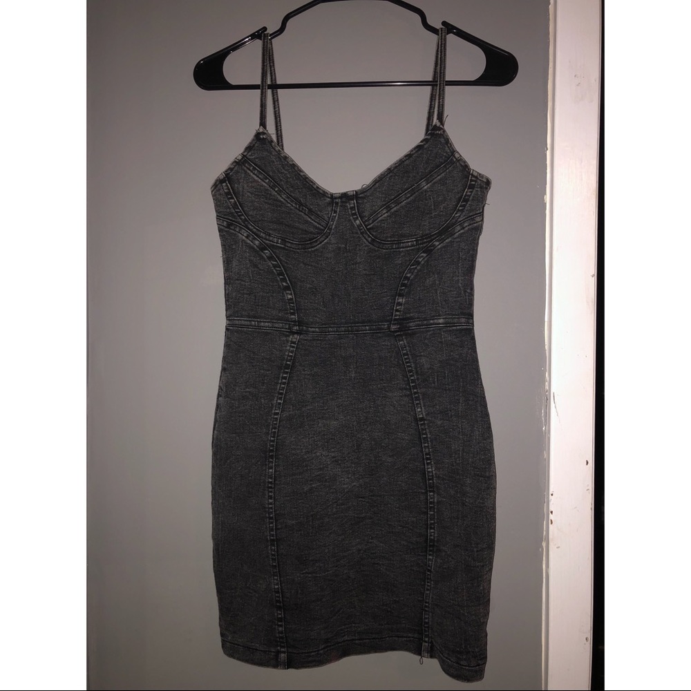 Gray denim bodycon dress
